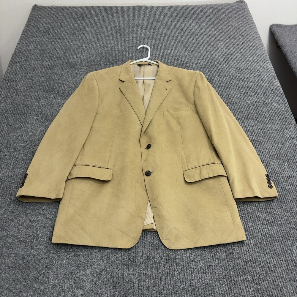 Jos A Bank Blazer Sport Coat Mens 44R Tan Micropoly Microfiber Two Button Coat